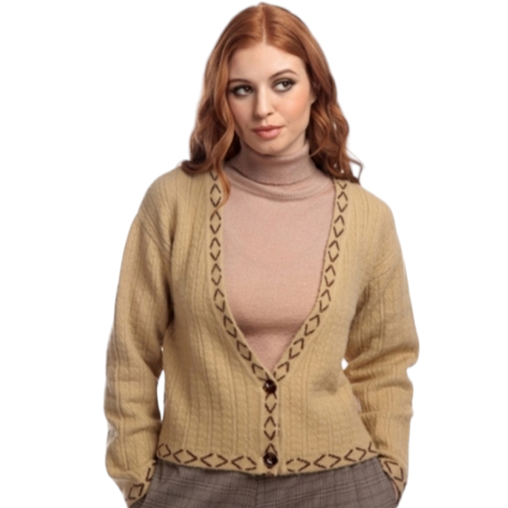 Collectif Cardigan Knit NWT tan felted